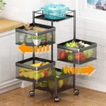 Metal Square High Quality Kitchen Trolley With Wheels - Image 2