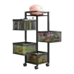 Metal Square High Quality Kitchen Trolley With Wheels - Image 4