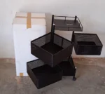 Metal Square High Quality Kitchen Trolley With Wheels - Image 5