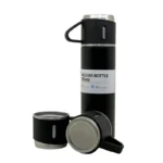 Stainless Steel Vacuum Flask Set with 3 Steel Cups Combo - Image 3