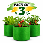 Round Grow Bag 12×12 – Premium Quality, Heavy-Duty, UV-Stabilized (240 GSM) HDPE  Green Plant Bags- pack of 3