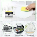 2in 1 Liquid Soap Dispenser On Countertop With Sponge Holder - Image 5