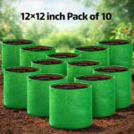Round Grow Bag 12×12 – Premium Quality, Heavy-Duty, UV-Stabilized (240 GSM) HDPE  Green Plant Bags- pack of 10