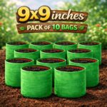 Round Grow Bag 9×9 – Premium Quality, Heavy-Duty, UV-Stabilized (260 GSM) HDPE  Green Plant Bags- pack of 10